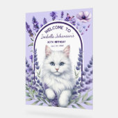 Elegante verjaardag van lavendel en kat acryl bord (Hoek)