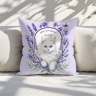 Elegante verjaardag van lavendel en kat kussen