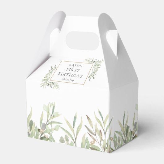 Elegante verjaardags groene bladeren favor box bedankdoosjes (Voorkant Zijde)