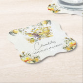 Elegante Verjaardags Thee Vintage Feestje Citroen Kartonnen Onderzetters (Gekanteld)