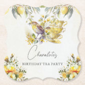 Elegante Verjaardags Thee Vintage Feestje Citroen Kartonnen Onderzetters (Voorkant)