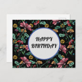 Elegante verjaardagsbloem postkaart (Voorkant / Achterkant)