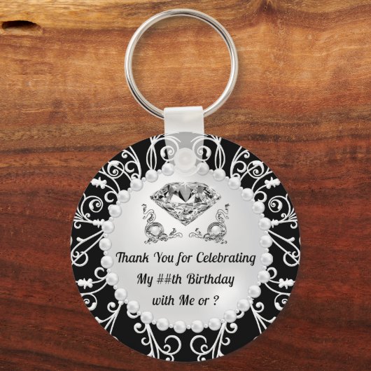 Elegante verjaardagsfeestgunsten, elk jaar, KLEURE Sleutelhanger (Achterkant)