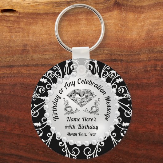 Elegante verjaardagsfeestgunsten, elk jaar, KLEURE Sleutelhanger (Voorkant)