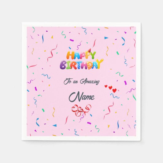 Elegante verjaardagsfeestje servetten - Custom Des (Voorkant)