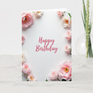 Elegante Verjaardagskaart in Peony-lettertype Kaart