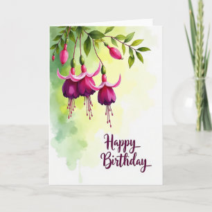 Elegante verjaardagskaart met waterverf bloemmotie kaart