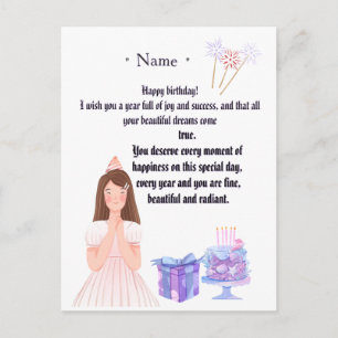 Elegante verjaardagskaart voor haar – Persoonlijke Briefkaart