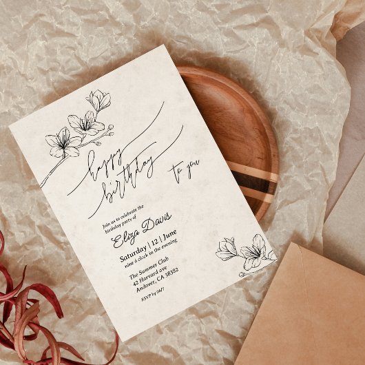 Elegante verjaardagsuitnodiging met bloemen kaart