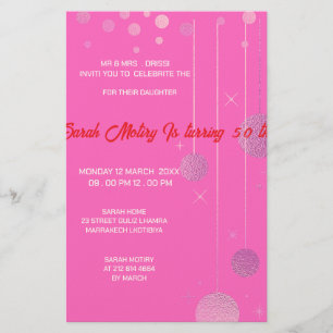 Elegante verjaardagsuitnodiging roze verjaardag ui briefpapier