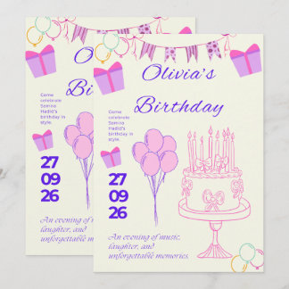 Elegante verjaardagsuitnodiging template kaart