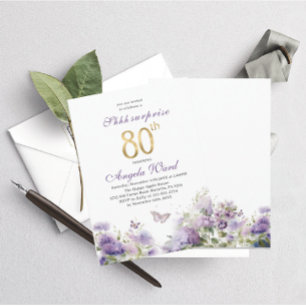 Elegante verjaardagsviering aquarel paars bloem kaart