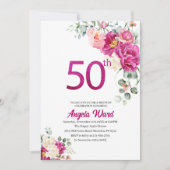 Elegante verjaardagsviering  bloem glitters 50ste kaart (Voorkant)