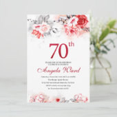 Elegante verjaardagsviering bloem glitters 70ste kaart (Staand voorkant)