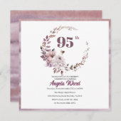 Elegante verjaardagsviering bloem glitters 95e kaart (Voorkant / Achterkant)