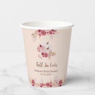 Elegante Verliefd Boho Roze Pompoen Papieren beker