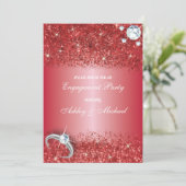 elegante verlofpartij chic red glitter kaart (Staand voorkant)