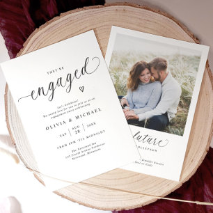 Elegante Verloving Moderne Script Verloving Feest Kaart