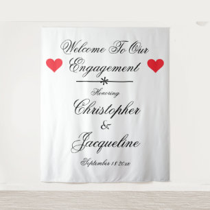 Elegante verlovingsfeest Aangepaste naam Chic acht Wandkleed
