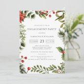 Elegante verlovingsfeest rode bessen kaart (Staand voorkant)