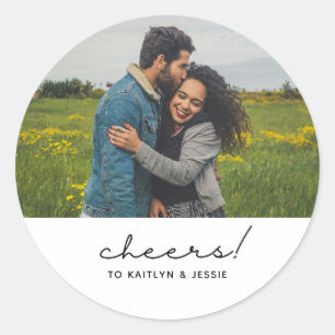 Elegante verlovingsfeest stickers met eigen foto
