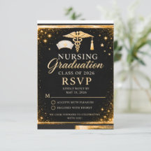 Elegante verpleegkundige afstudeer-RSVP-kaart 2026