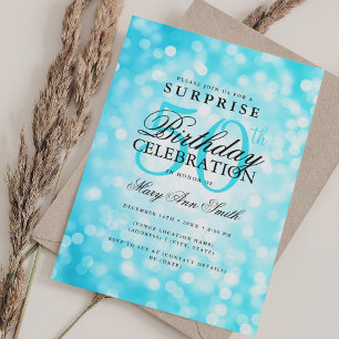 Elegante VERRASSING 50e verjaardag Turquoise Light Kaart
