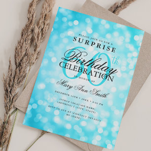 Elegante VERRASSING 60e verjaardag Turquoise Light Kaart
