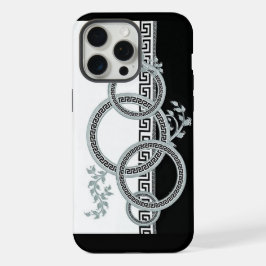 Elegante Versace stijl rand zilver grijs barok F iPhone 15 Pro Max Hoesje
