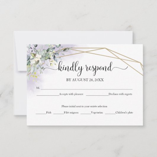 Elégante verte Eucalyptus Mariage carte RSVP (Devant)