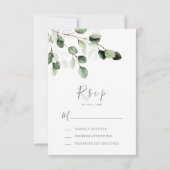 Elégante verte Eucalyptus Mariage carte RSVP (Dos)