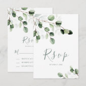 Elégante verte Eucalyptus Mariage carte RSVP (Devant / Derrière)