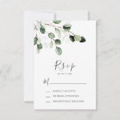 Elégante verte Eucalyptus Mariage carte RSVP (Dos)