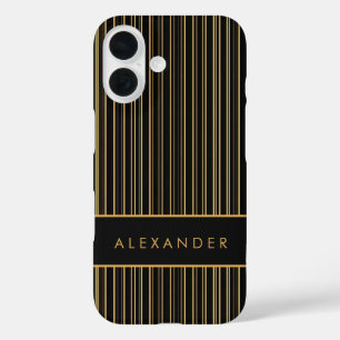 Elegante verticale retro strepen iPhone 16 hoesje