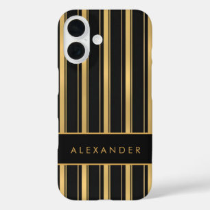 Elegante verticale retro strepen iPhone 16 hoesje
