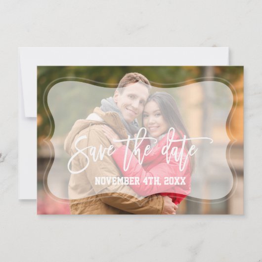 Elegante Vervagende Foto Handgeschreven Bewaar de Save The Date (Voorkant)