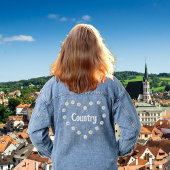 Élégante Veste Denim Coeur et Fleurs Daisy Country