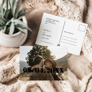 Elegante Vetgedrukte Brief Fotobruiloft Bewaar de  Briefkaart