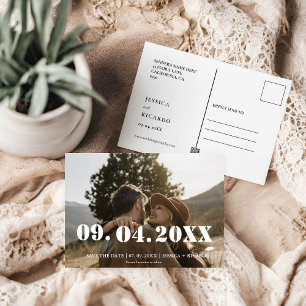 Elegante Vetgedrukte Brief Fotobruiloft Bewaar de Briefkaart