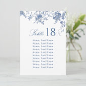 Elegante Victoriaans Blauwe Bloemen Zitting Chart  Kaart (Staand voorkant)