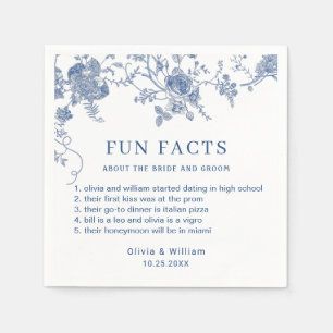 Elegante Victoriaans Blauwe Franse Bloemen Huwelij Servet