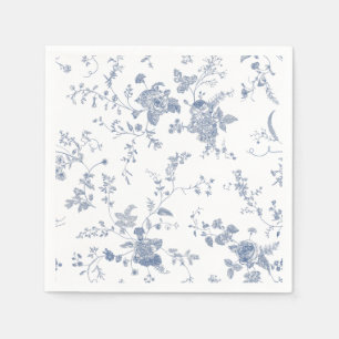 Elegante Victoriaans Blauwe Franse Bloemen Huwelij Servet
