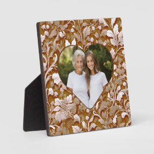 Elegante Victoriaans bruin witte bloemenfoto hart Fotoplaat