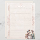 Elegante Victoriaans dames Monogram gevoerd briefp (Voorkant / Achterkant)