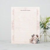 Elegante Victoriaans dames Monogram gevoerd briefp (Staand voorkant)