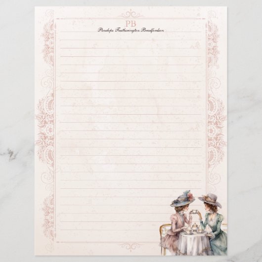 Elegante Victoriaans dames Monogram gevoerd briefp (Voorkant)