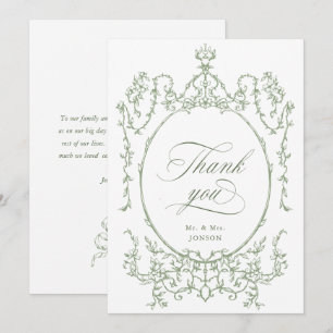 Elegante Victoriaans  Floral Sage Green Wedding Bedankkaart