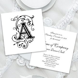 Elegante Victoriaans letter A Monogram Kaart
