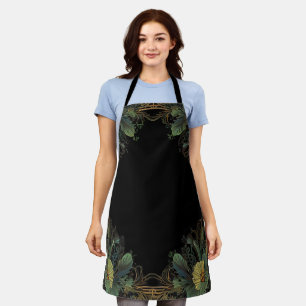 Elegante Victoriaans moody donkergroen goud botani Schort