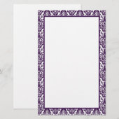 Elegante Victoriaans Paarse kant Damask Print Bord Briefpapier (Voorkant / Achterkant)